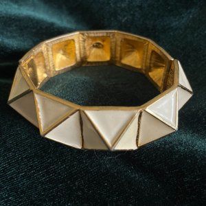 Vintage Kenneth Jay Lane Enamel Pyramid Bracelet/Bangle In White (RARE)